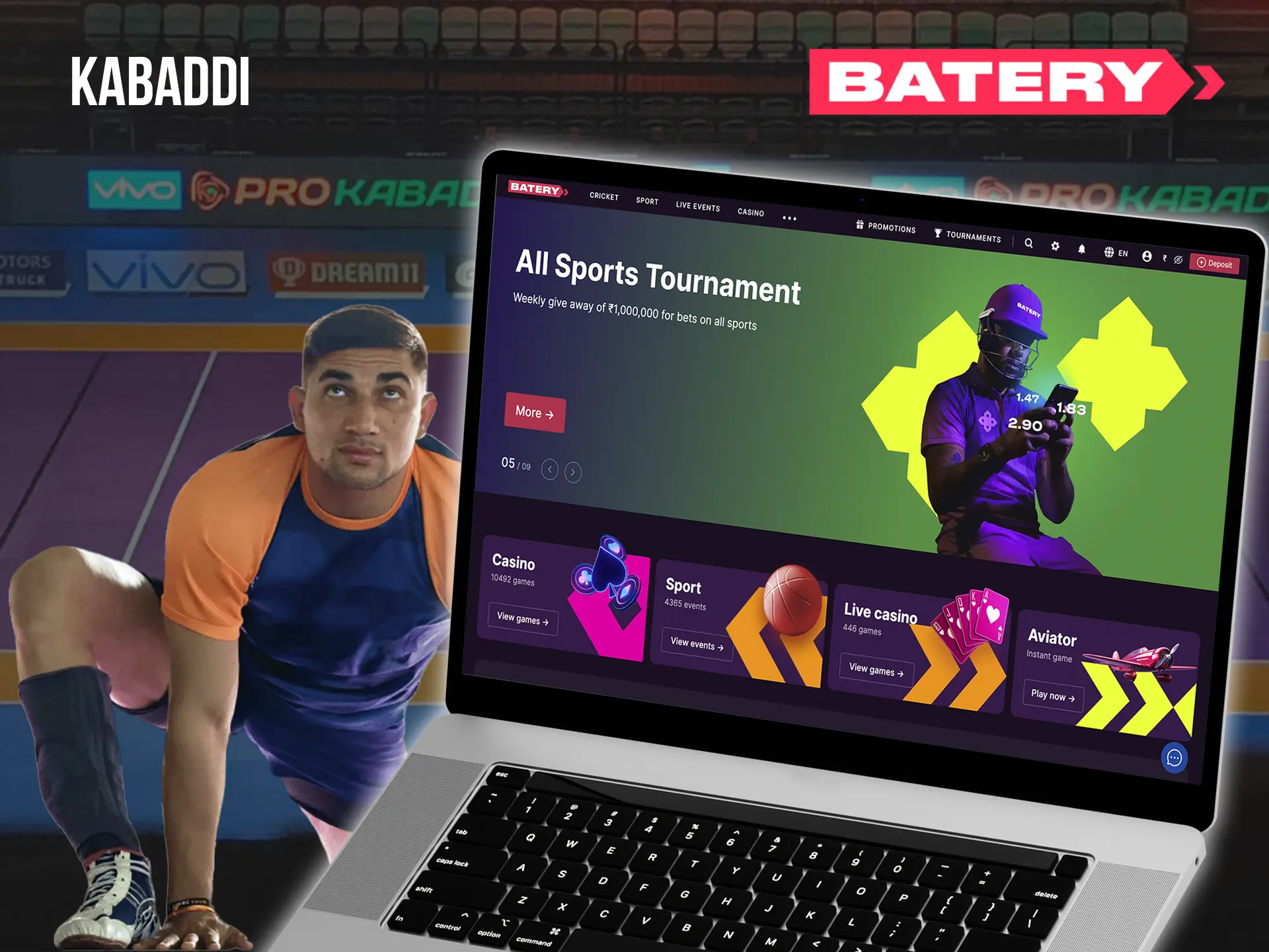 Explore the sporting discipline of Kabaddi to make accurate bets at Batery Casino.