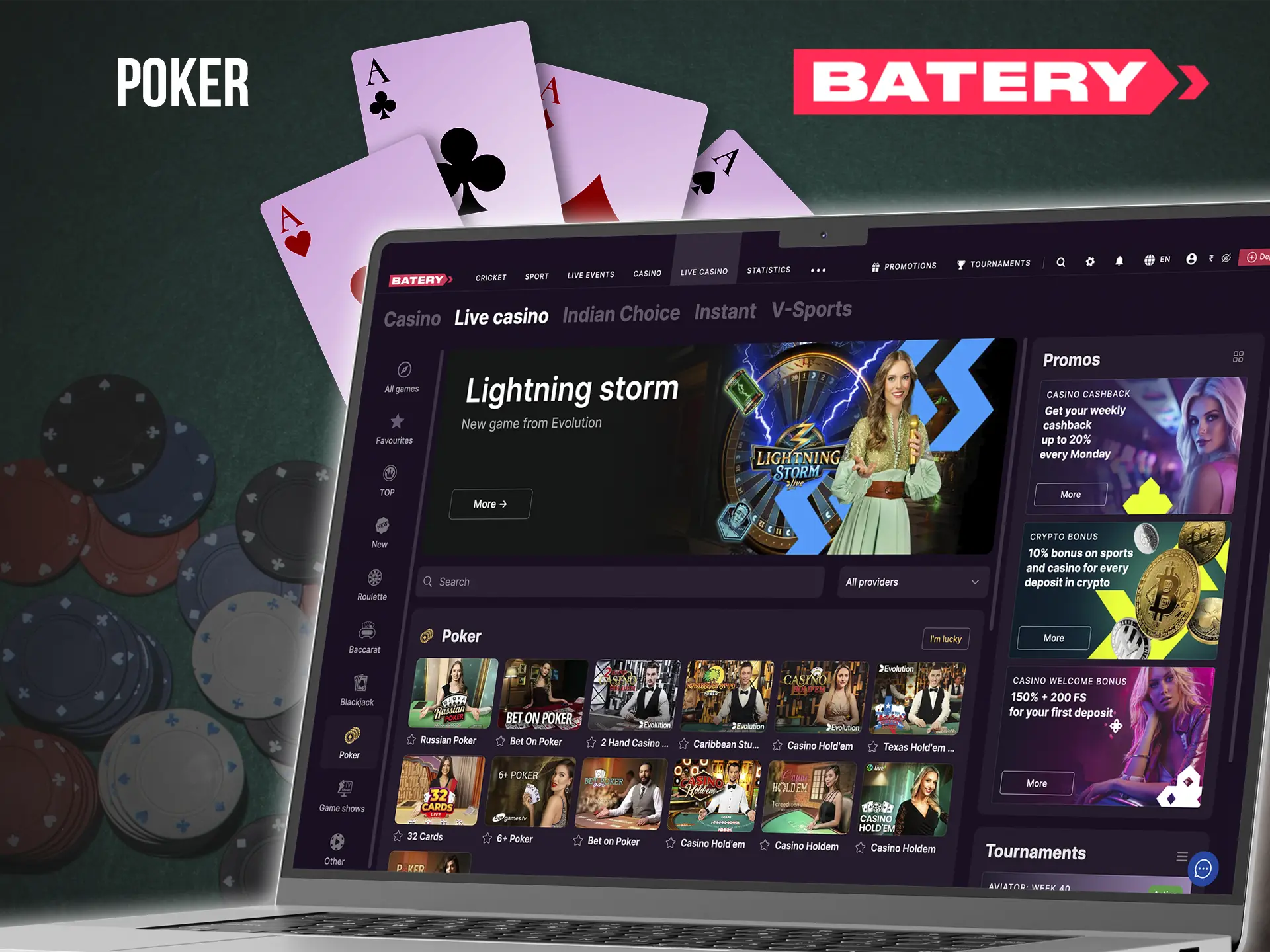 Choose defensive or attacking tactics when playing Poker from Batery Casino.