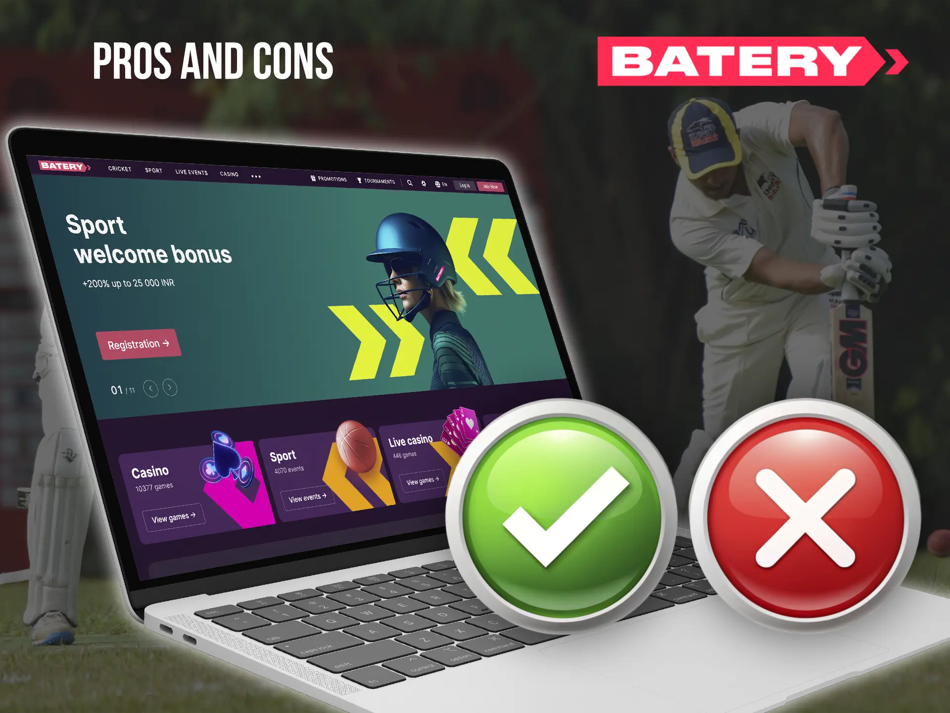 Learn about the main pros and cons of Batery Casino.