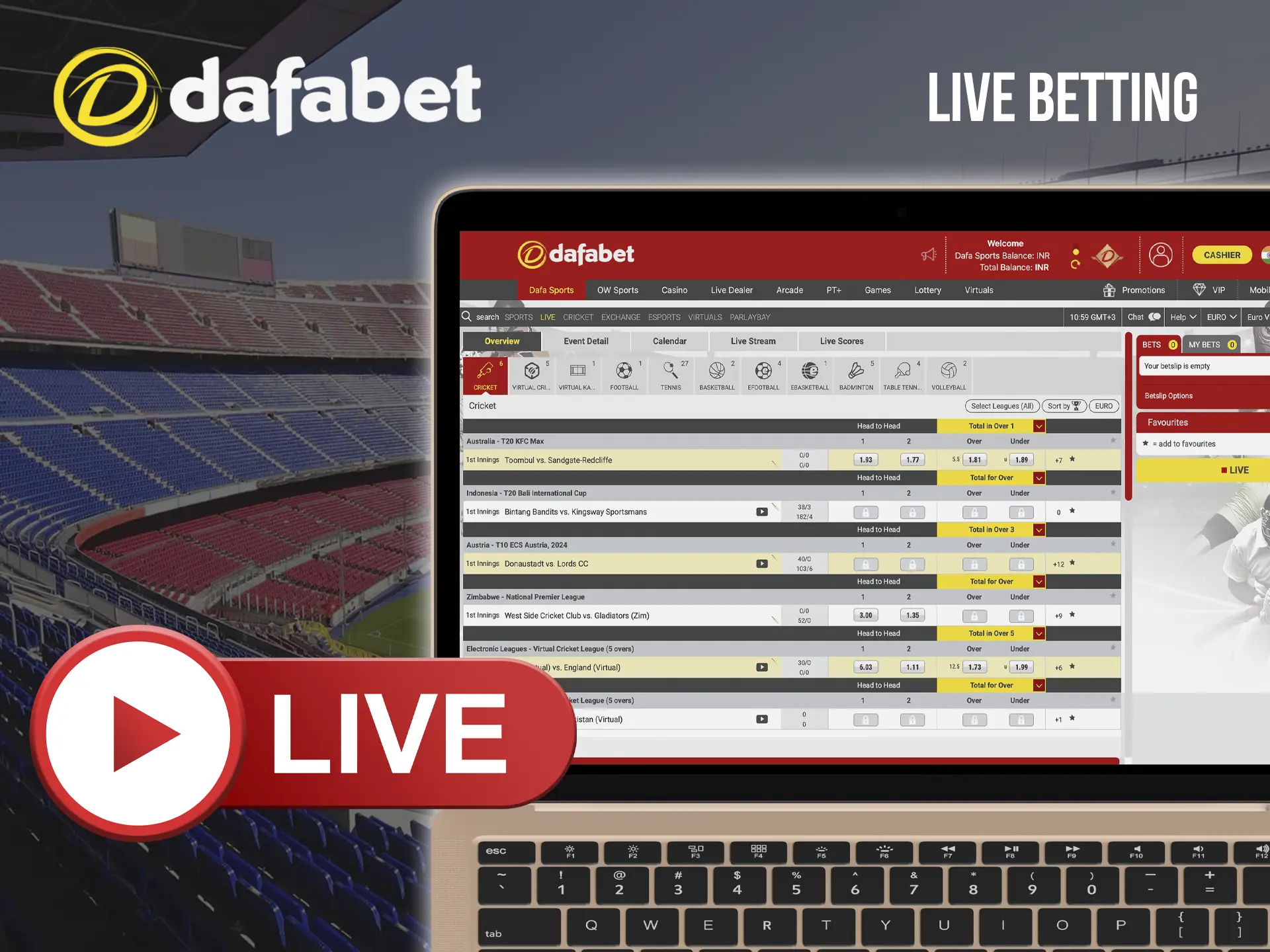 Consider the state of the field and the teams when betting live at Dafabet.