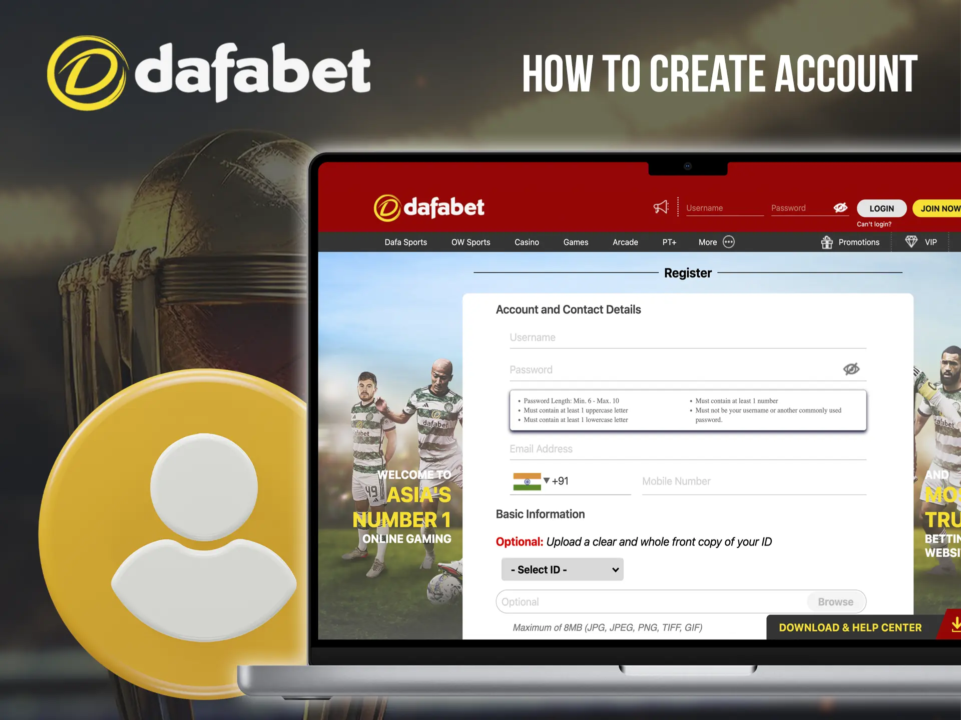 Create an account at Dafabet to discover the lucrative world of sports betting.