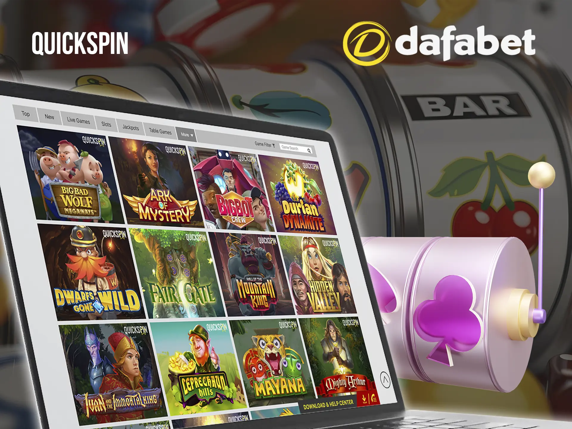 When playing at Dafabet you can always try the provider Quickspin, whose games are renowned for big bonuses and superb graphics.