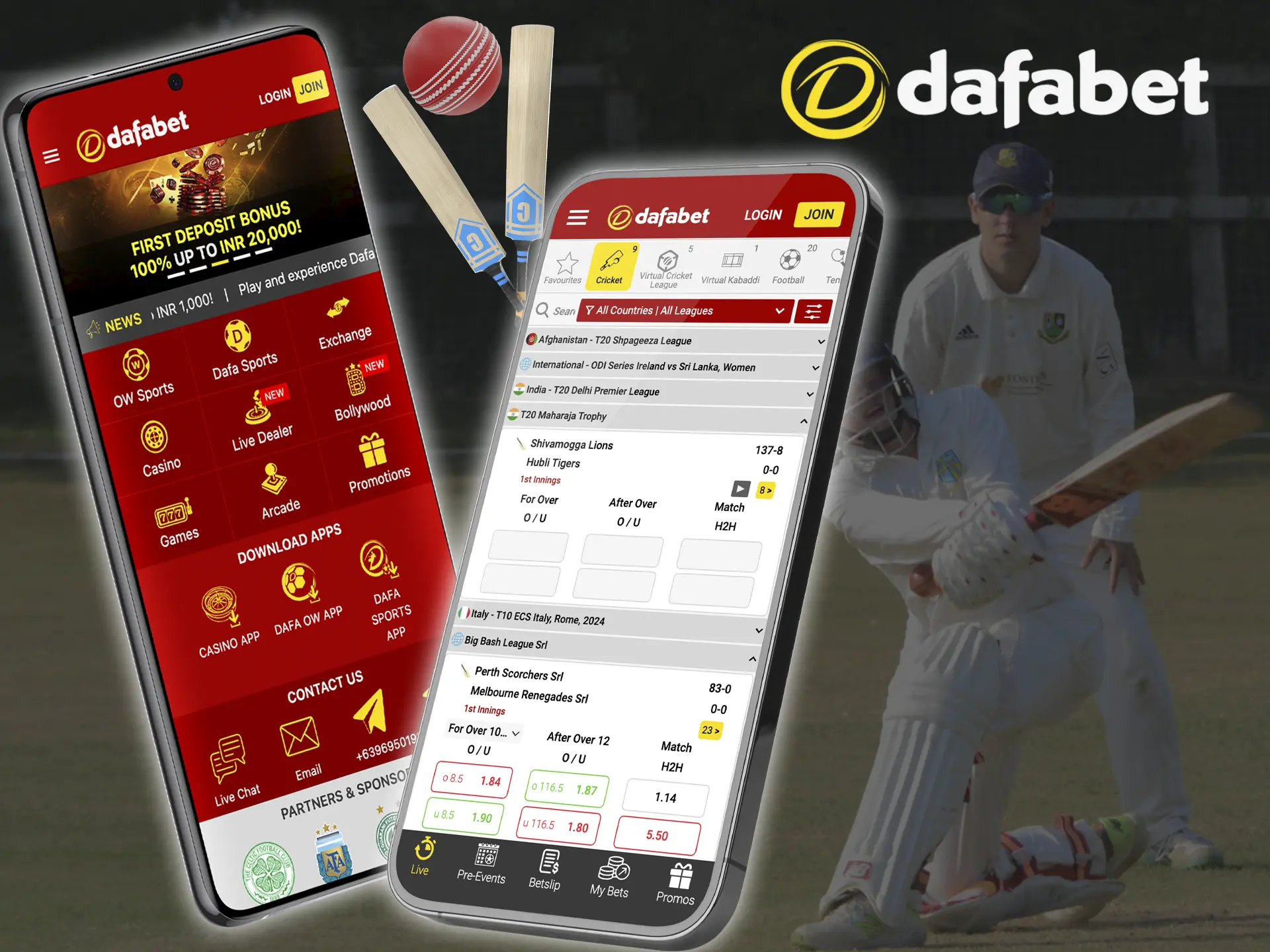 Using the Dafabet app you will always be up to date with the latest cricket news and can make accurate predictions.