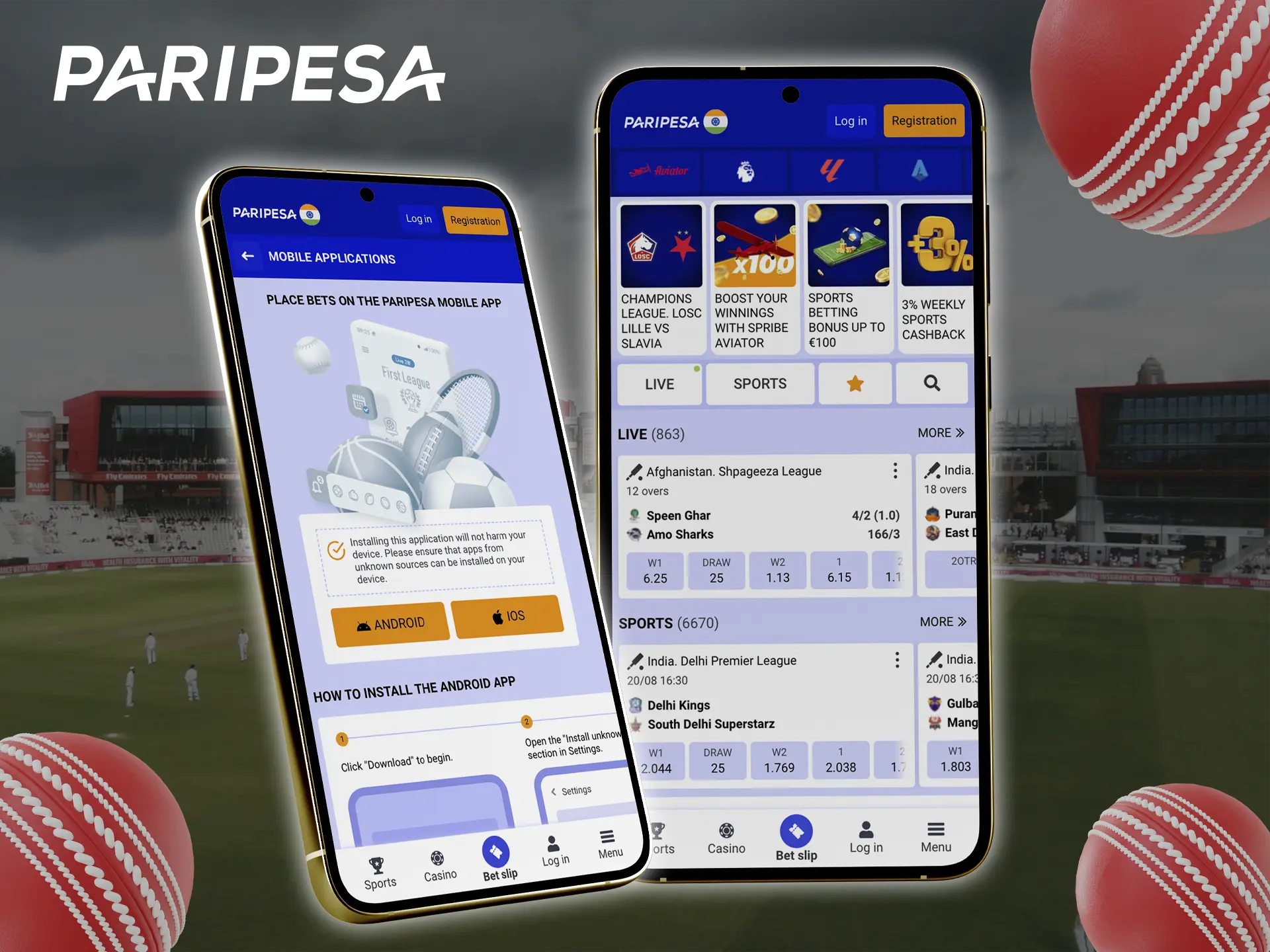 The Paripesa app is always available for installation and will not take up much space on your device.
