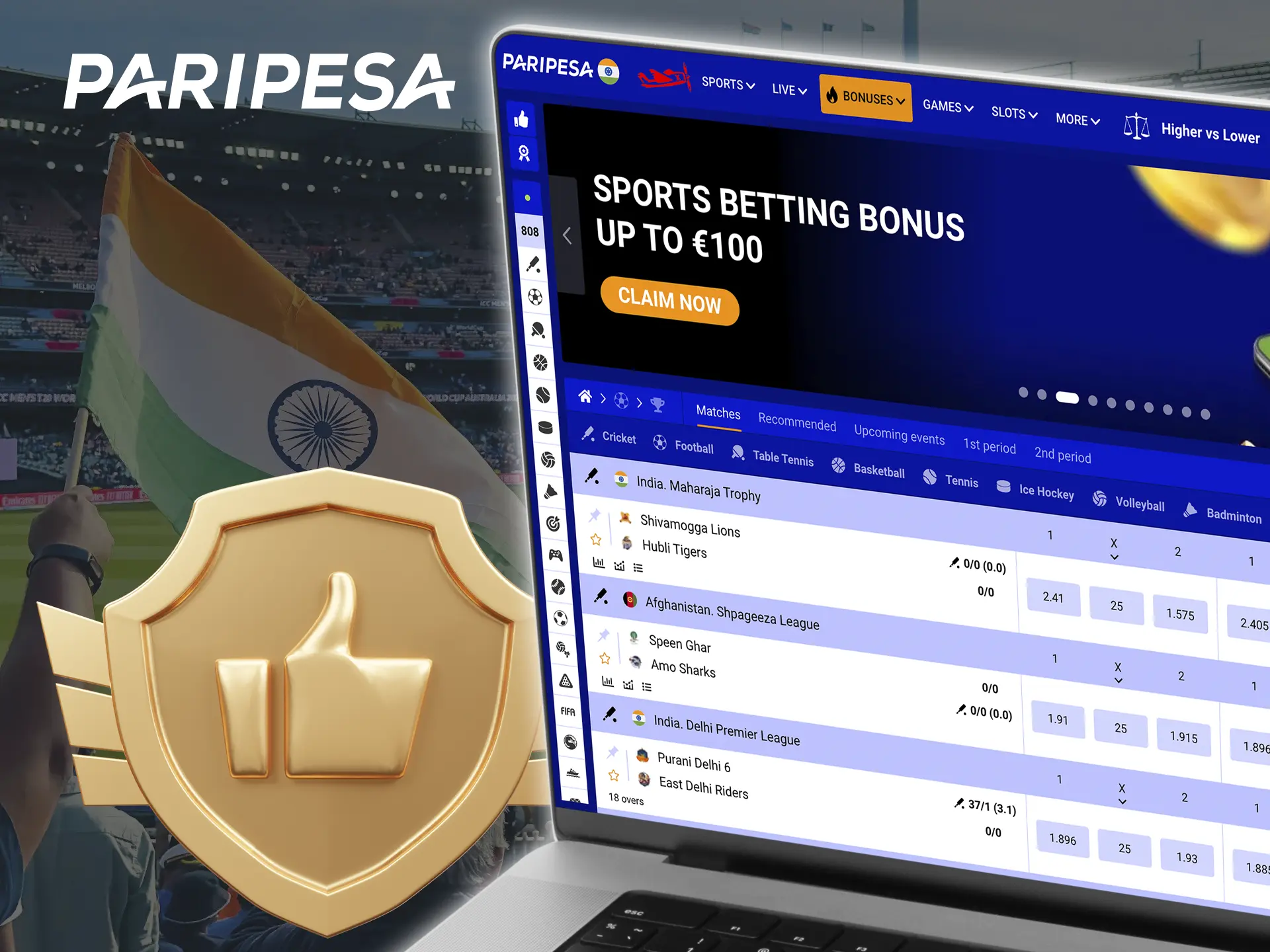 When betting on cricket at Paripesa you can always watch your favourite team's match live.