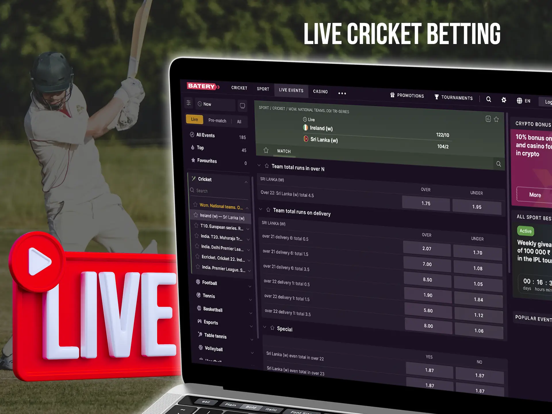 Enjoy watching broadcasts of your favourite team's matches and don't forget to make accurate outcomes.