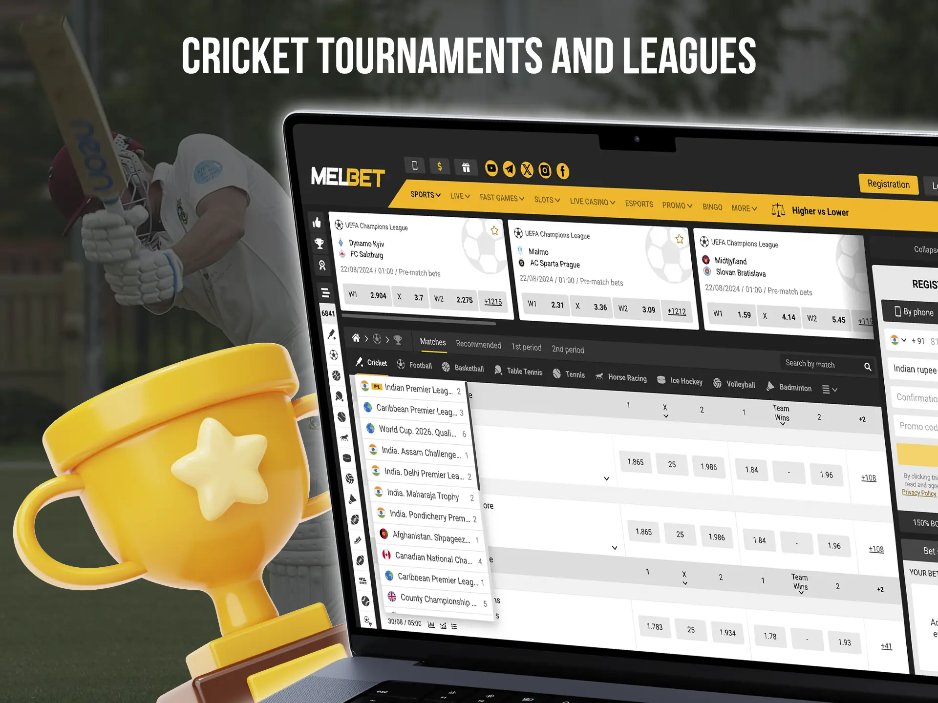 Follow cricket tournaments and team positions to predict match results and win regularly.