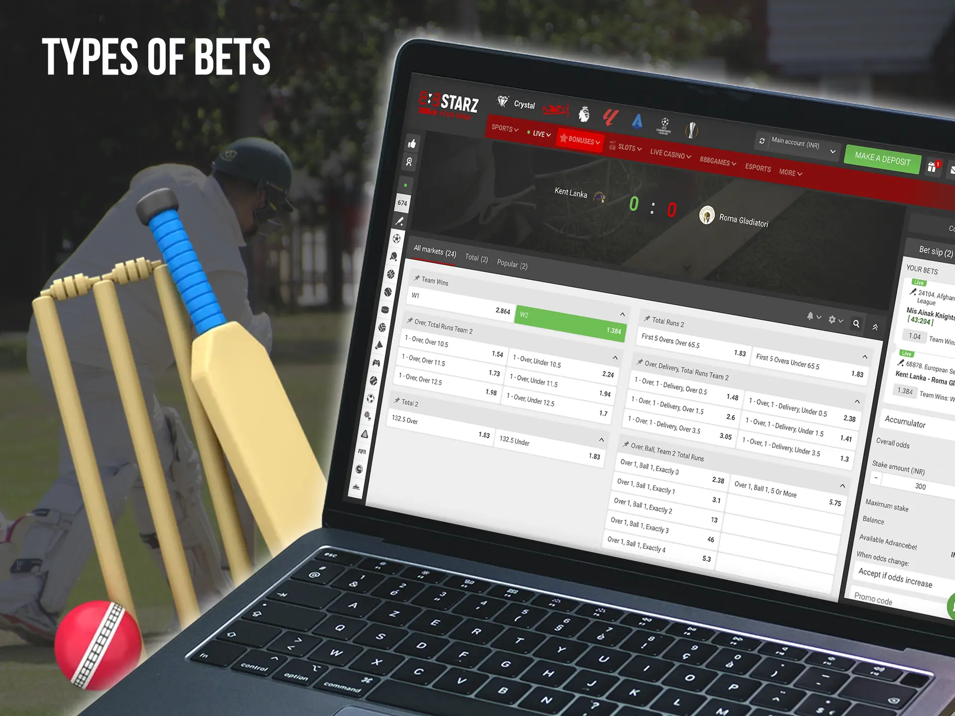 Analyse cricket matches and choose the best bets for you.