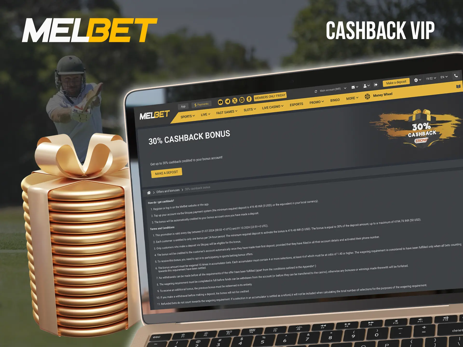 Lose and get your money back thanks to Melbet Casino's excellent cashback system.