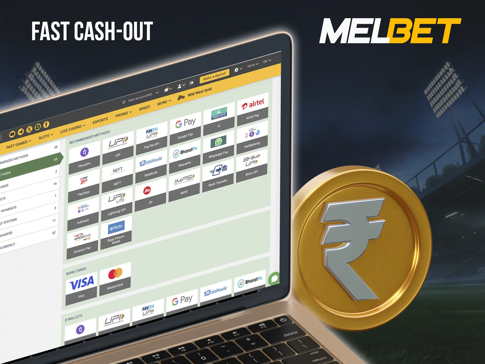 Melbet, as one of the best bookmakers, guarantees you instant payouts by the most common methods.