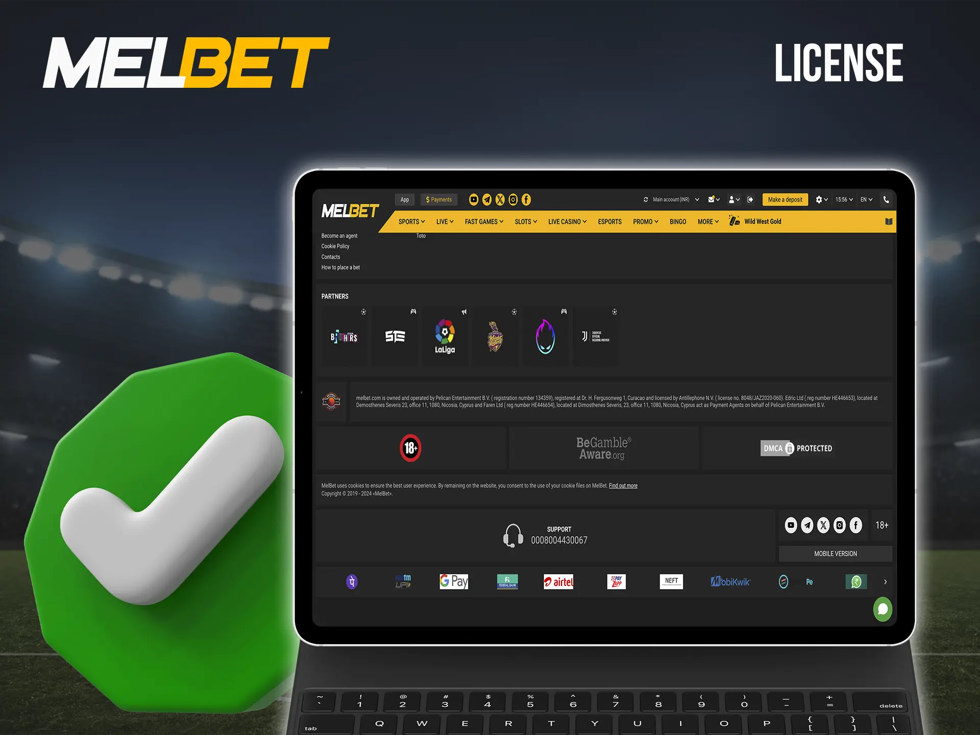 Melbet is an excellent casino with a good reputation and has all the licences to operate.