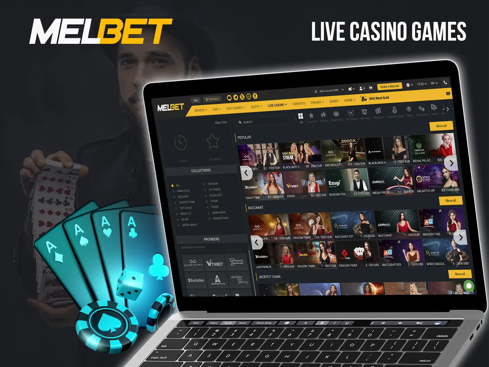 Play with the dealers at Melbet Casino and win by demonstrating your skills and knowledge.