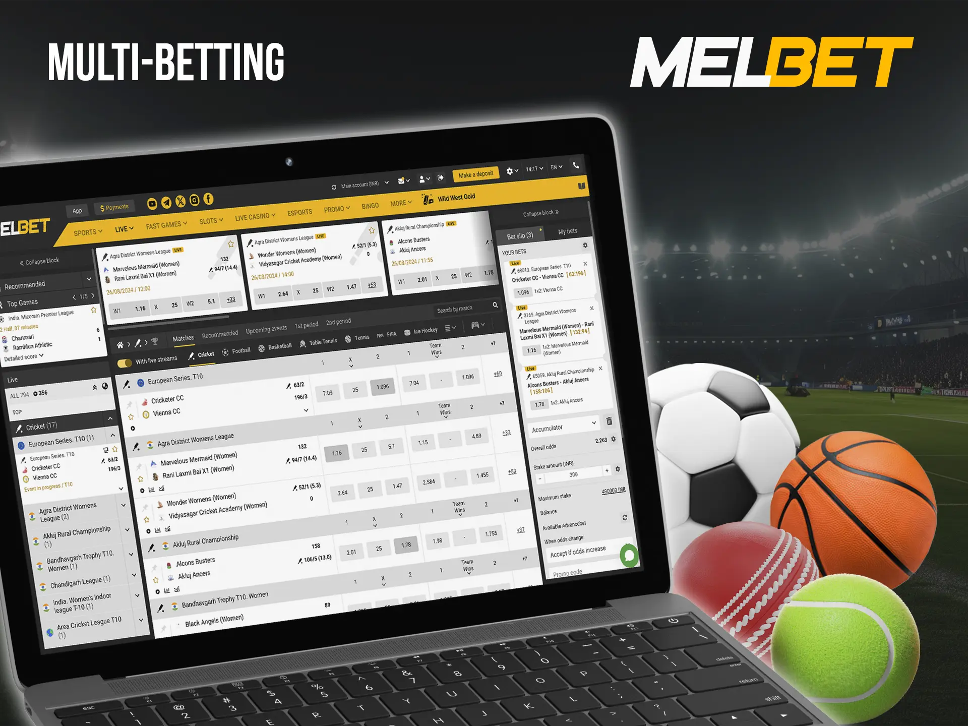 Place bets on several sporting events at once to maximise your possible winnings from Melbet bookmaker.