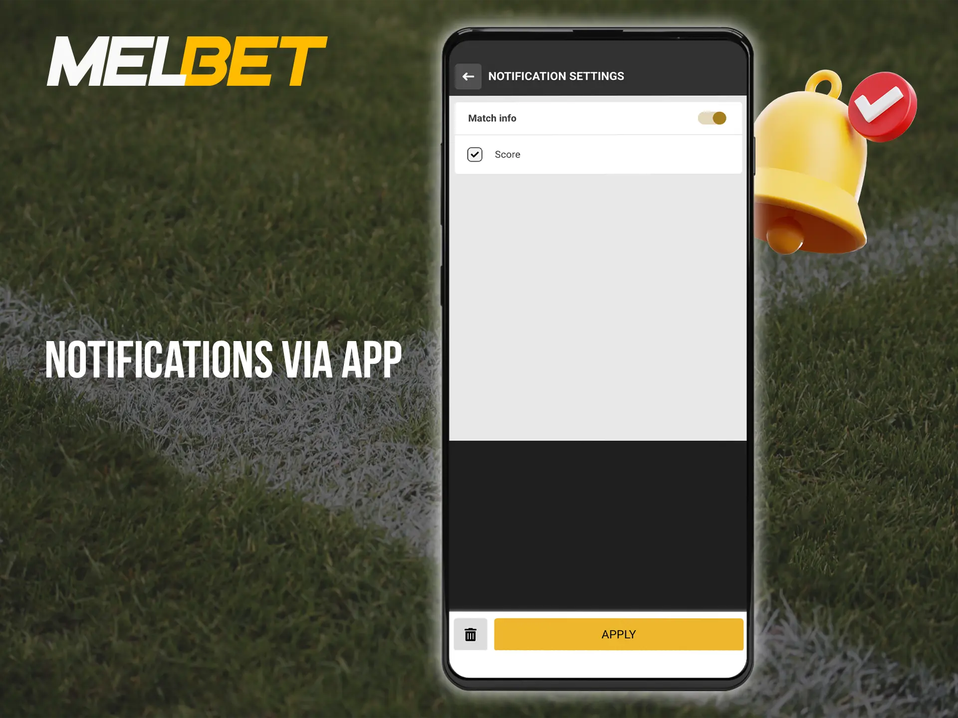 Turn on Melbet notifications to keep up to date with your favourite team's performance.