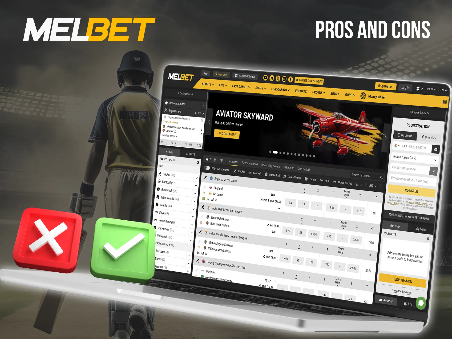 Learn about the main pros and cons of the bookmaker Melbet.