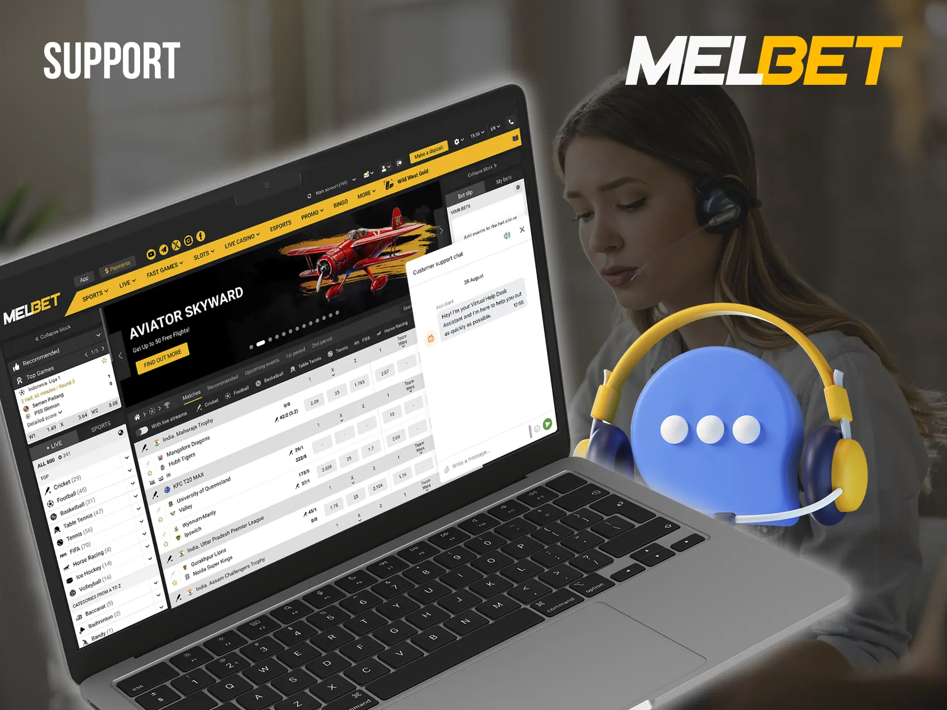 Ask for help at Melbet casino support where they will always be able to help you.