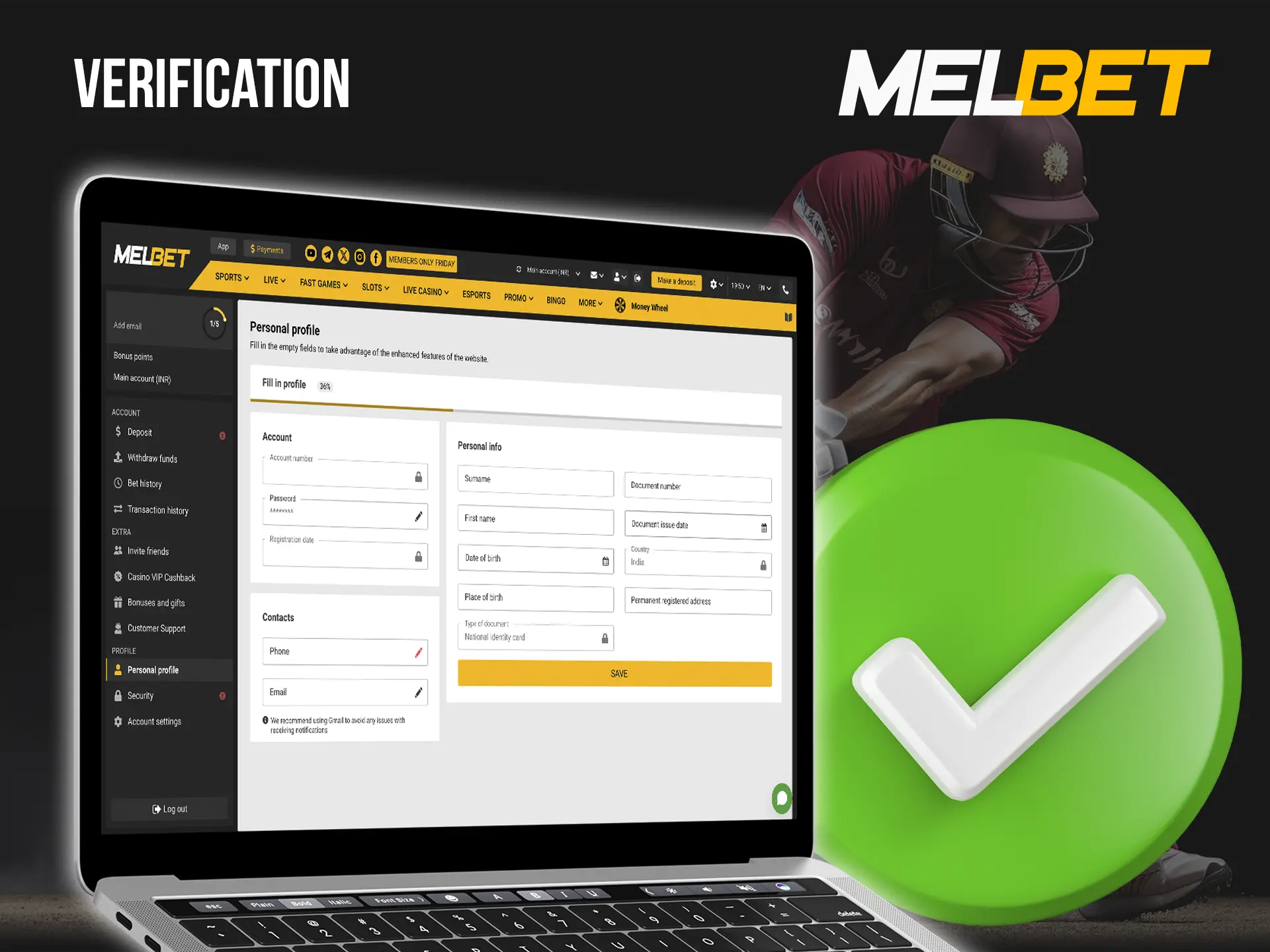 Confirm your identity by sending the required documents to Melbet support to access instant withdrawals.