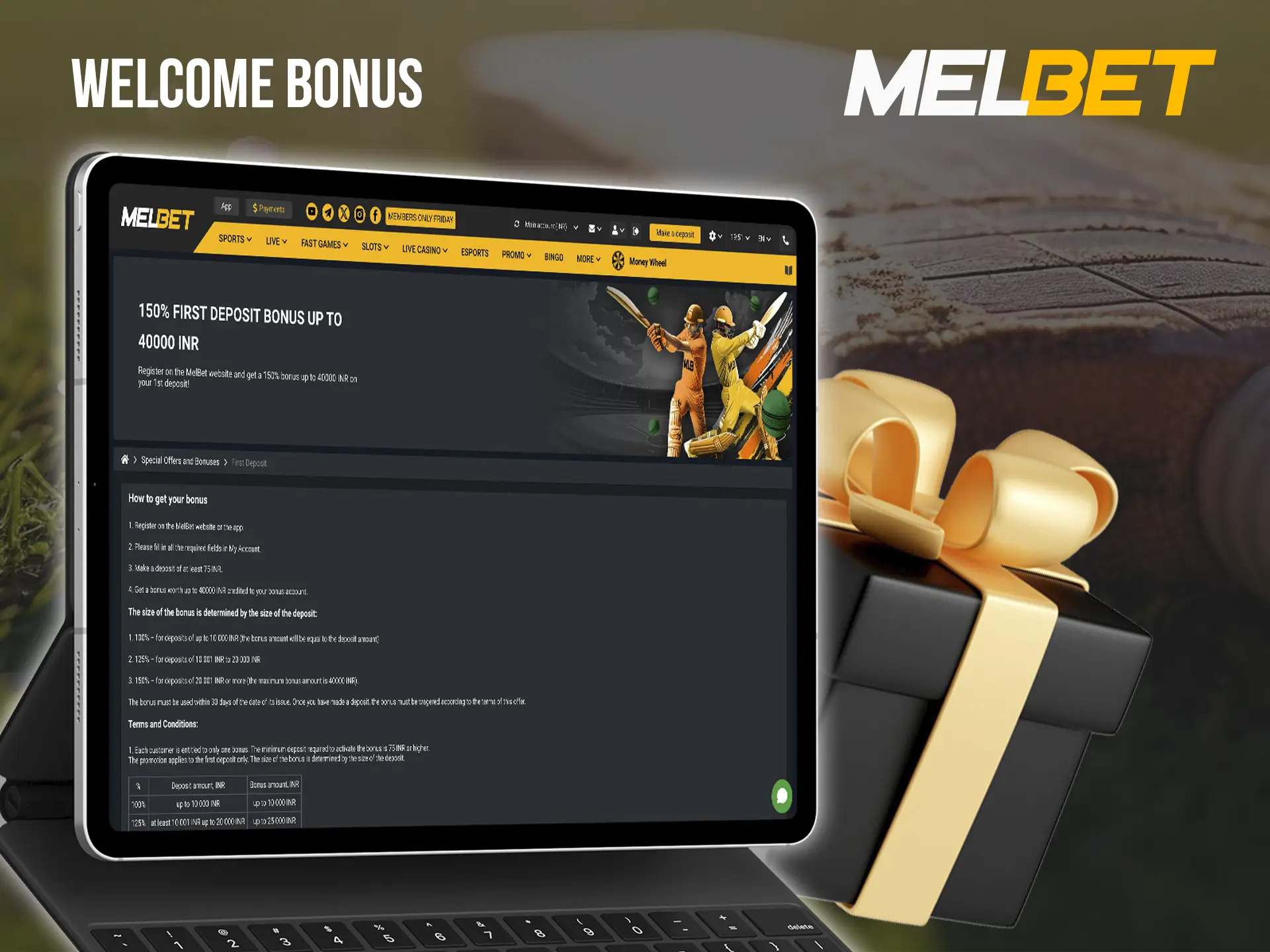 Take advantage of the welcome bonus that will multiply your first deposit at Melbet.