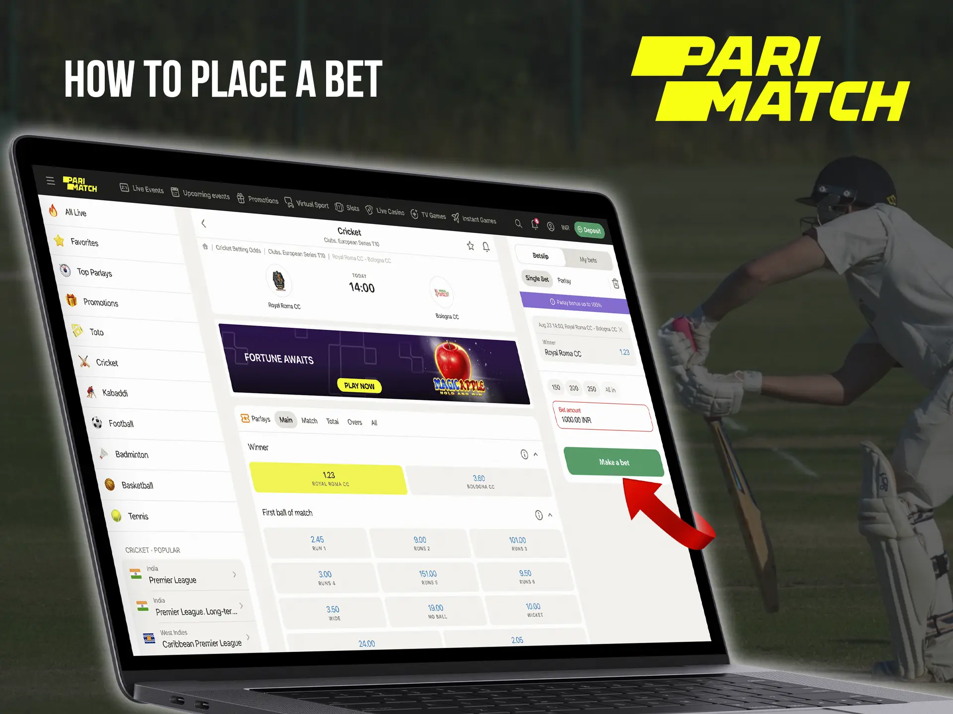 As soon as you make a deposit, you have the opportunity to win regularly by betting at Parimatch.