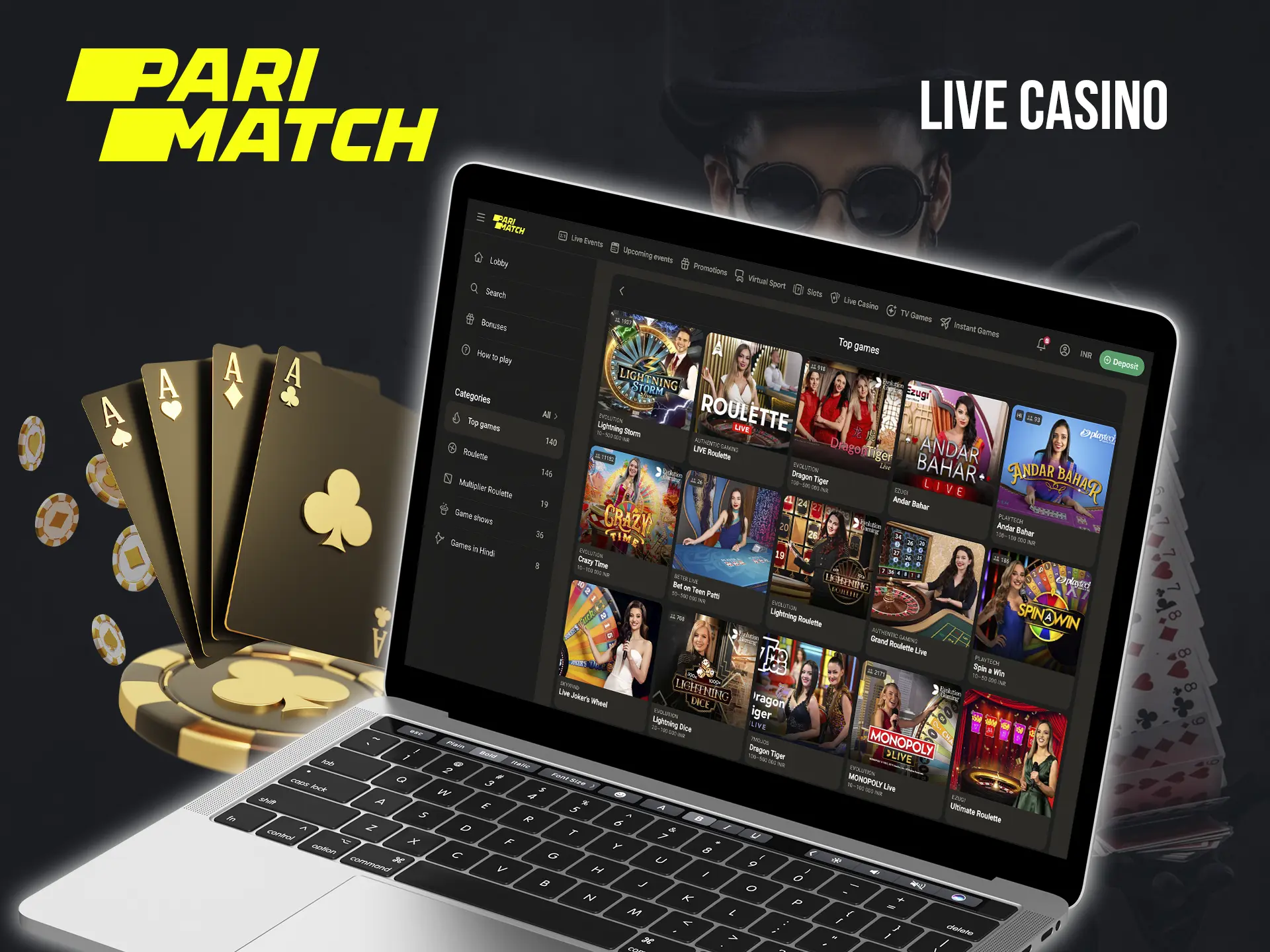 Play with Parimatch Casino dealers and show off your skills and expertise.