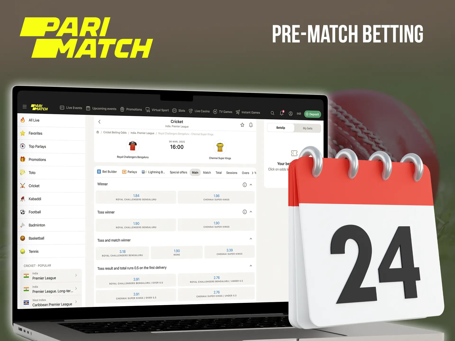 Bet before the match at Parimatch to get the highest odds.