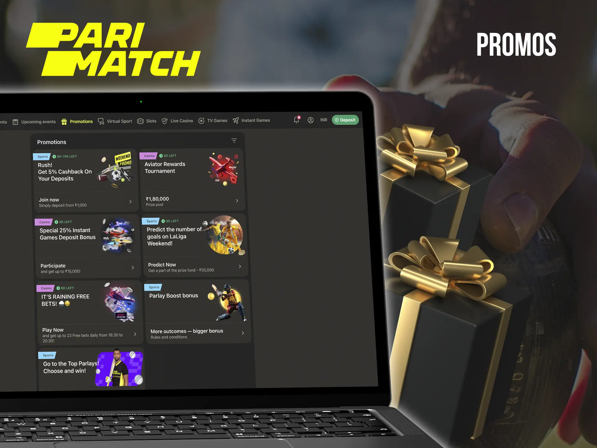 Participate in promotions and offers from Parimatch to win the most valuable prizes and rewards.