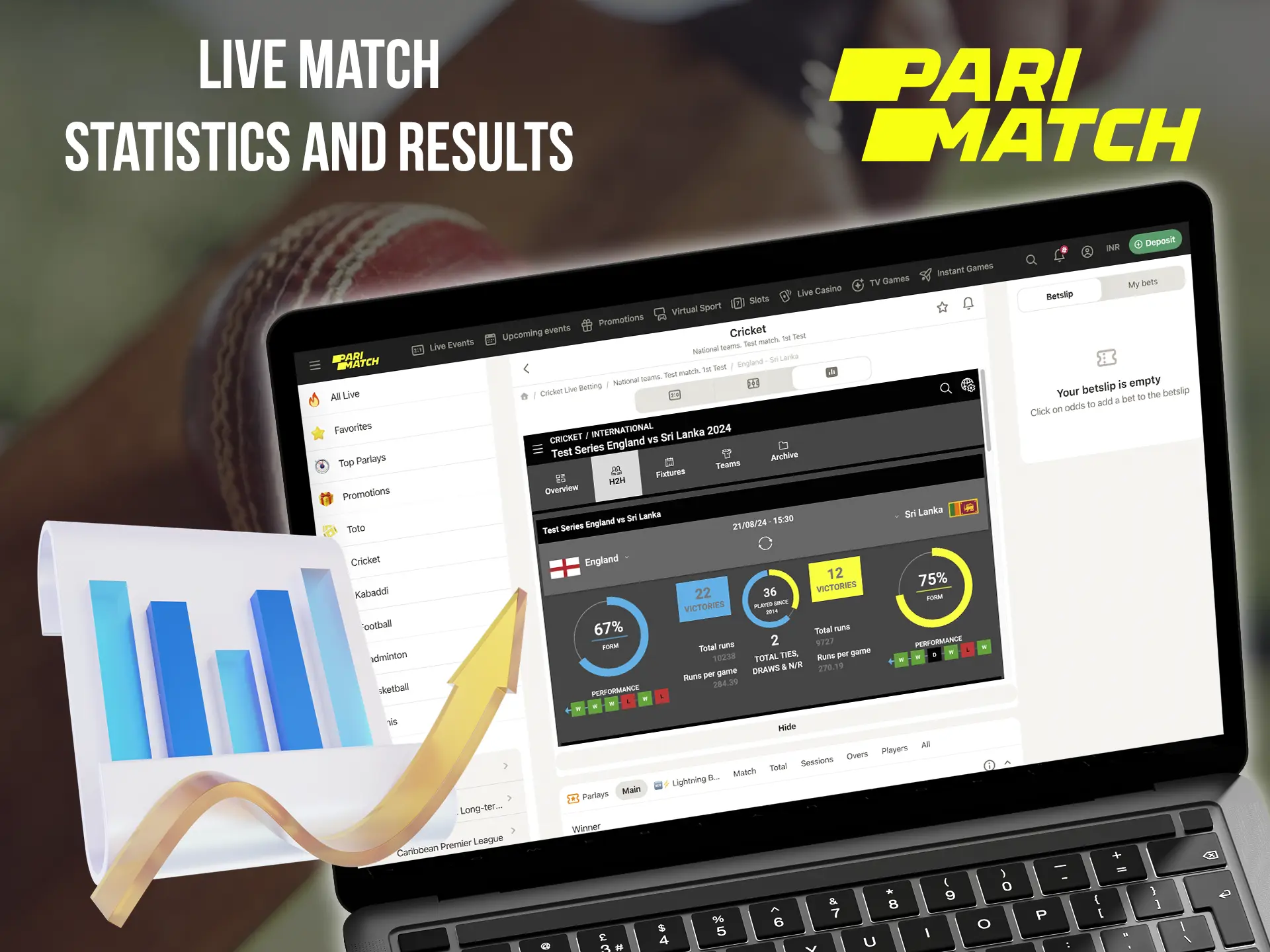Match statistics presented in Parimatch will give you an excellent opportunity to evaluate the performance of the teams and confidently make a bet.