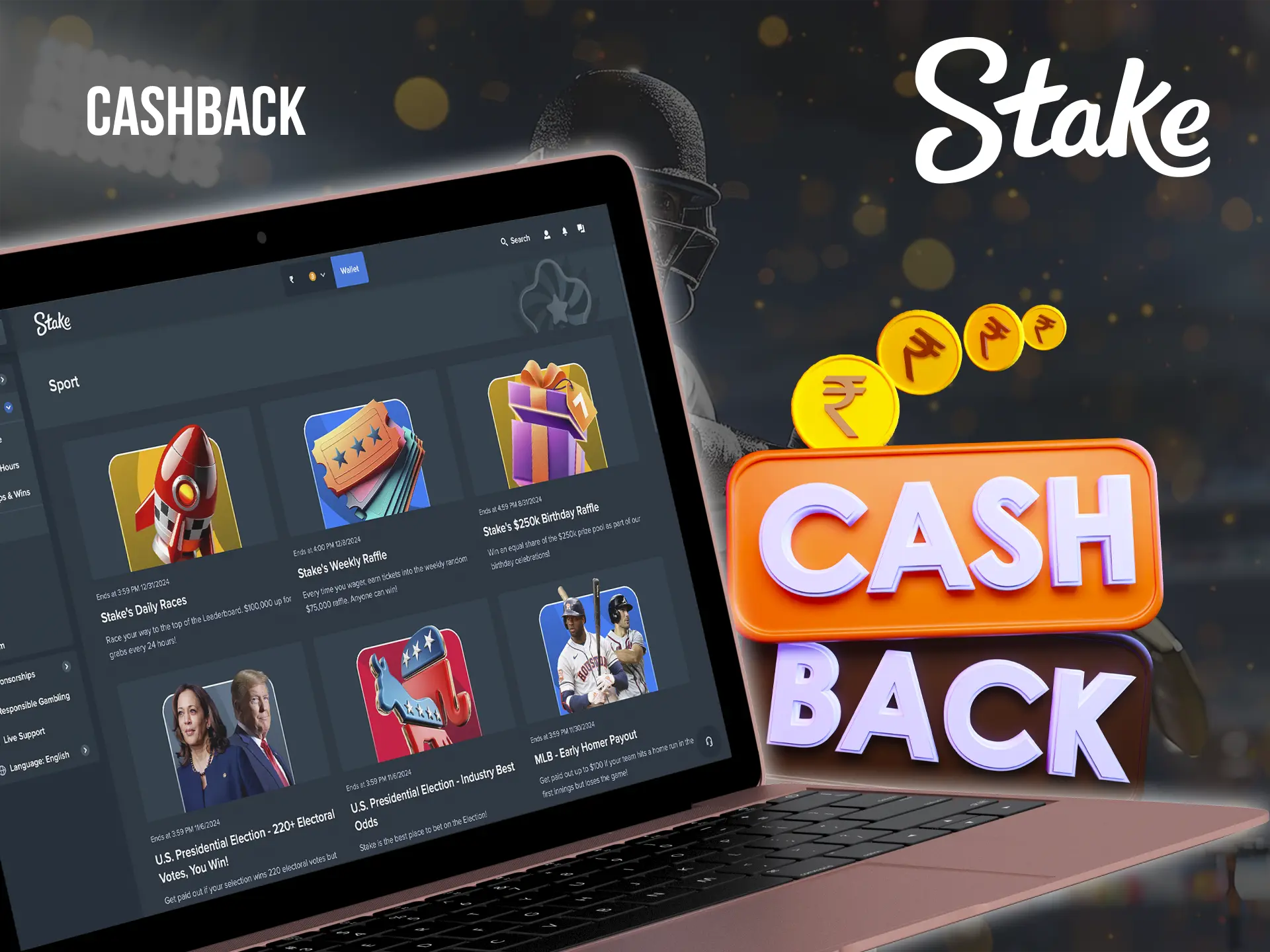Keep an eye out for promotions from Stake casino and you may soon have an incredible bonus cashback available to you.