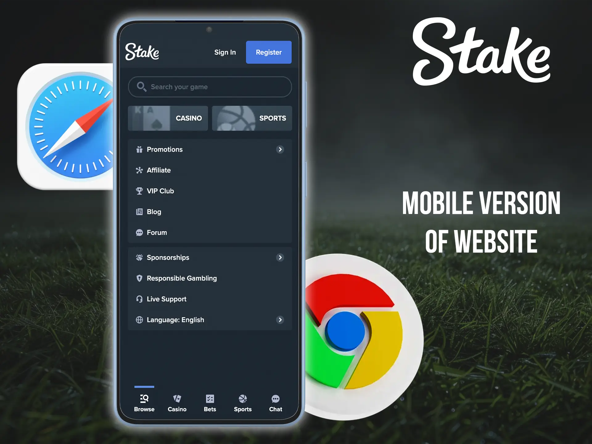 The mobile version of the Stake website is great for all devices and has all the features as the PC version of the website.