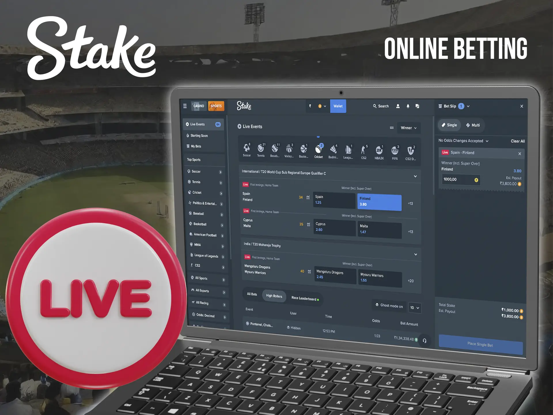 Follow the teams' physical condition live to win when betting at Stake Casino.