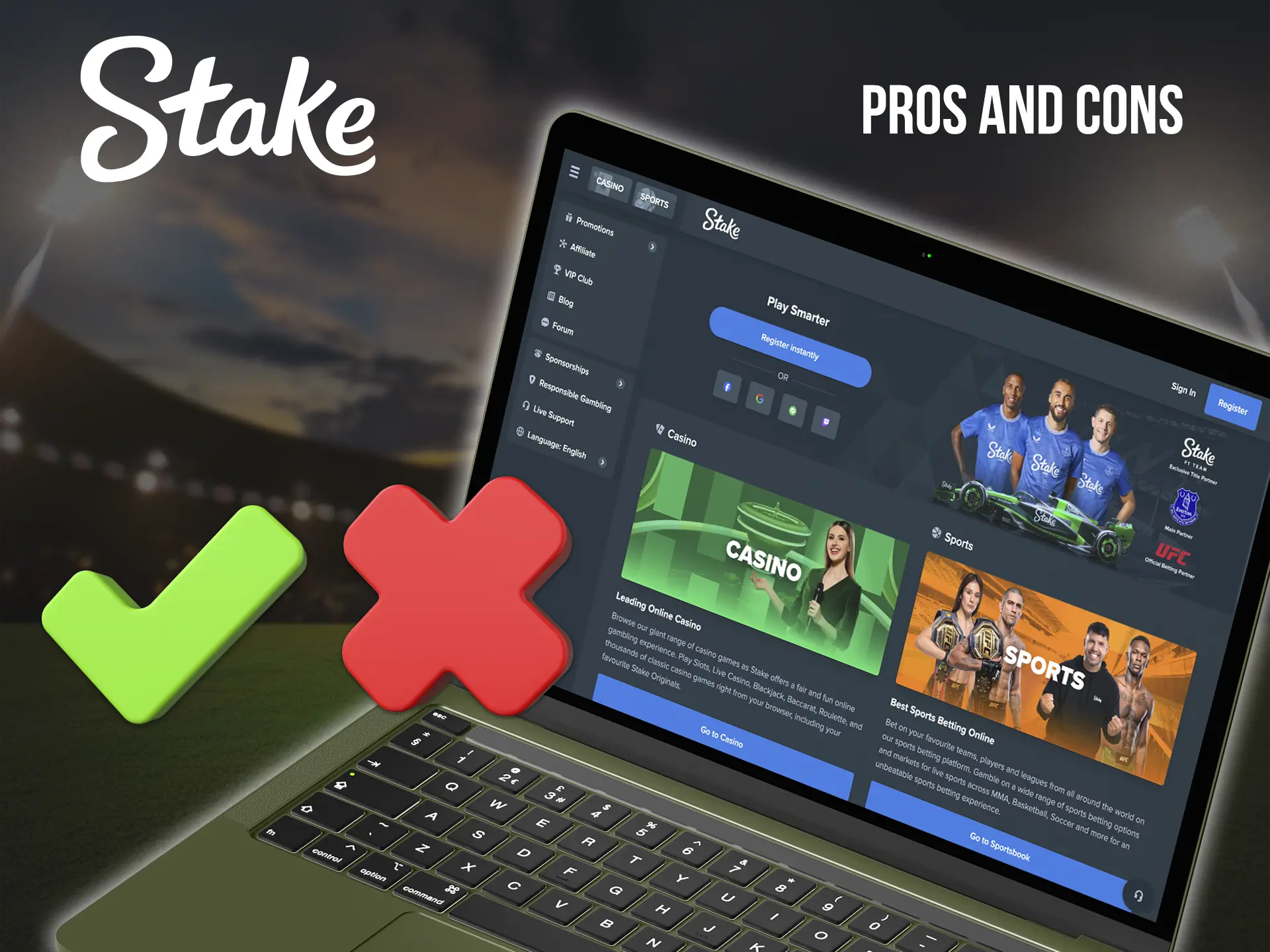 Familiarise yourself with the main advantages of Stake Casino and its disadvantages.