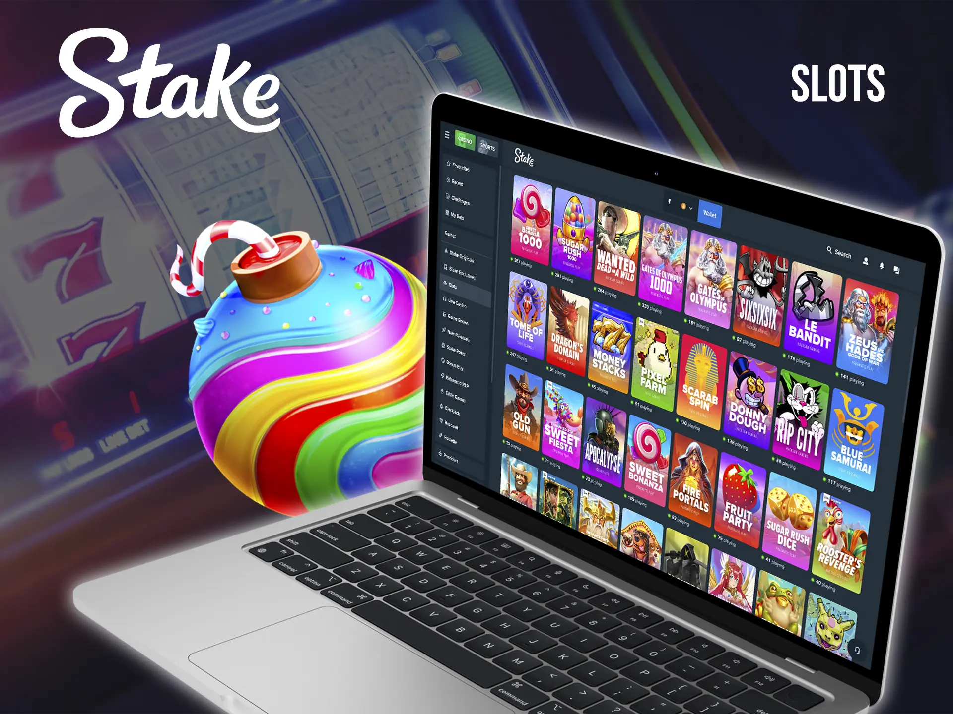 Win a big bonus on the most popular slots from Stake Casino.