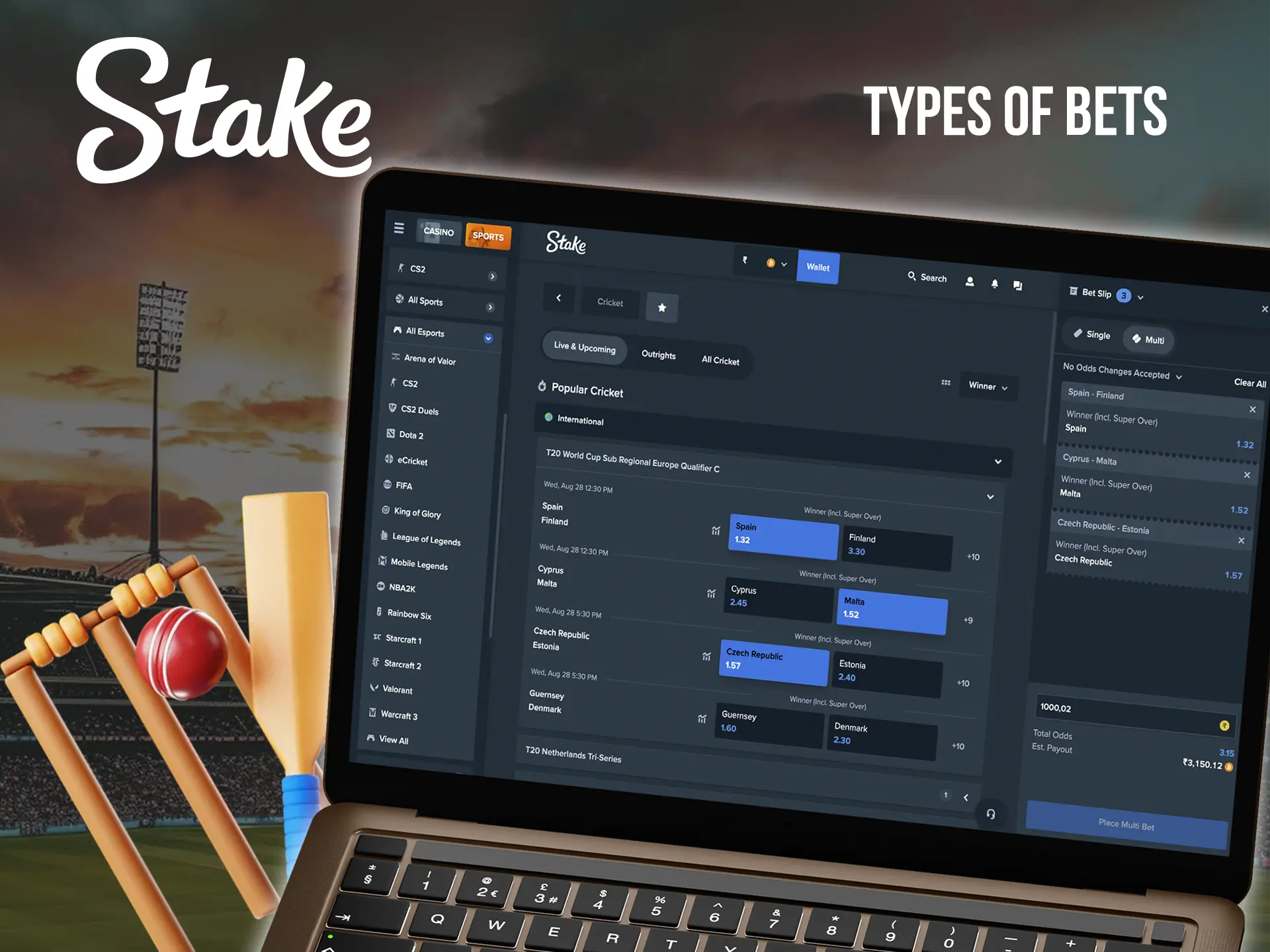 Familiarise yourself with the betting options available at Stake and allocate your funds wisely.